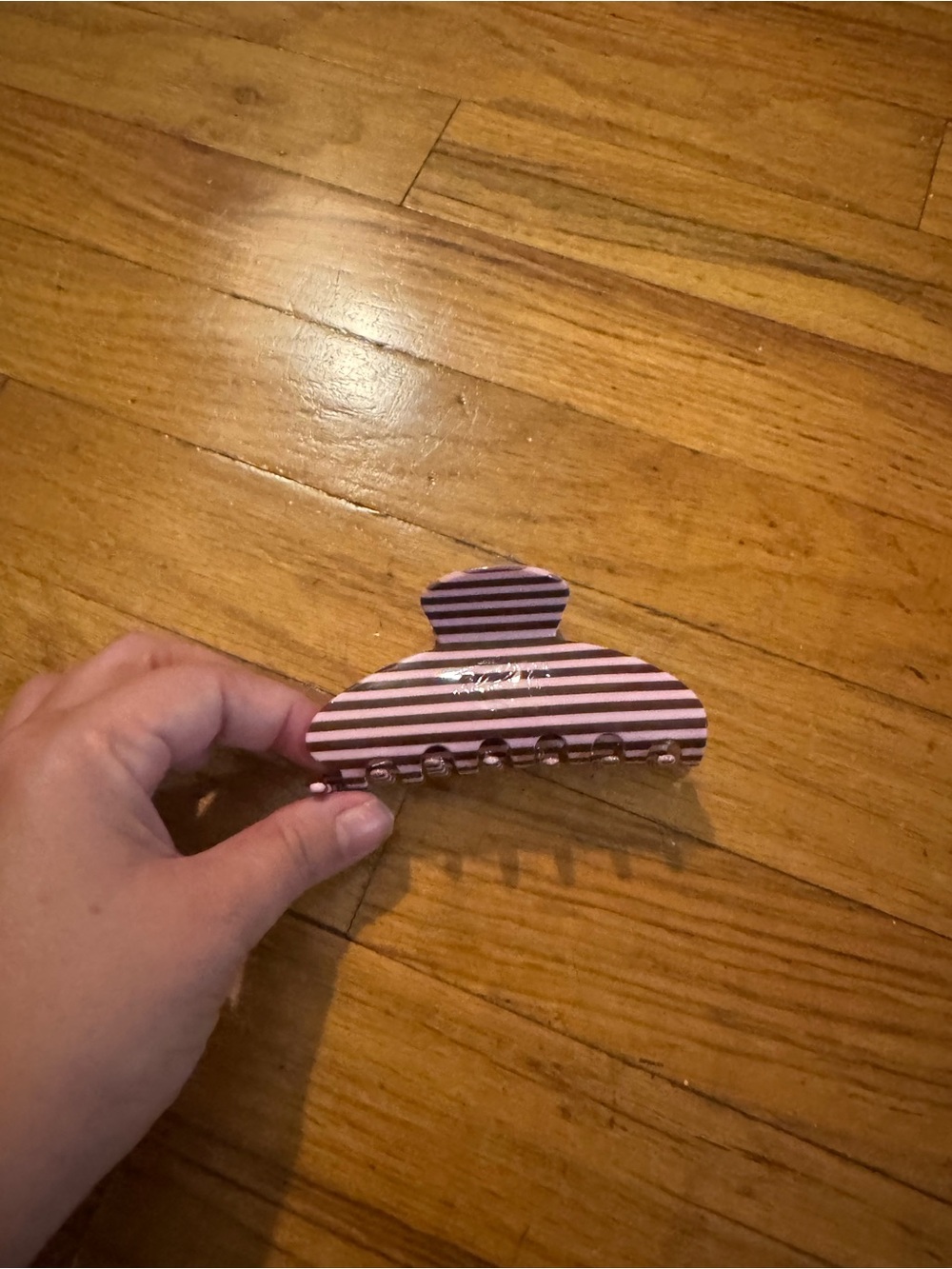 Anthropologie Striped Pink and Black Hair Claw Clip - Picture 3 of 3